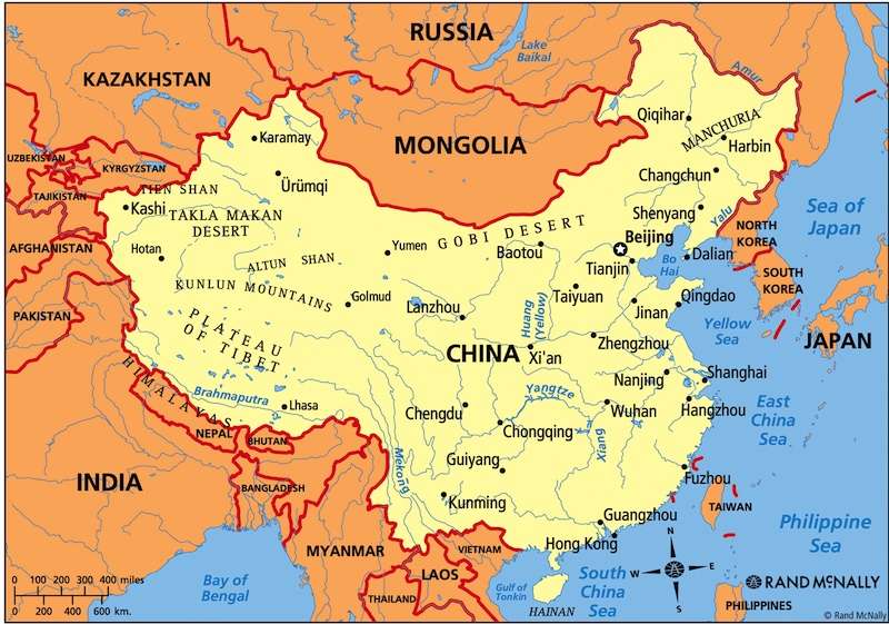 mappa della Cina