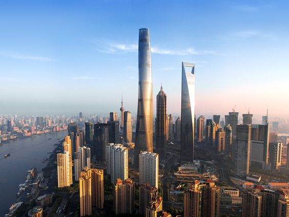 il panorama dei grattacieli di Shangai in Cina